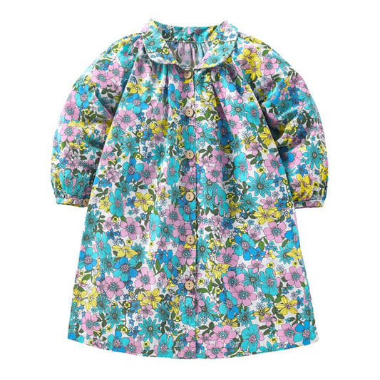 Vintage floral shirt girl dress