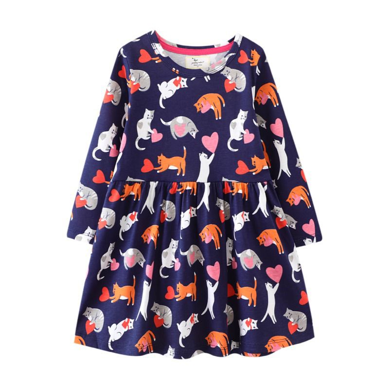 Cat and heart cotton girls dress (Last one/4 yrs old)