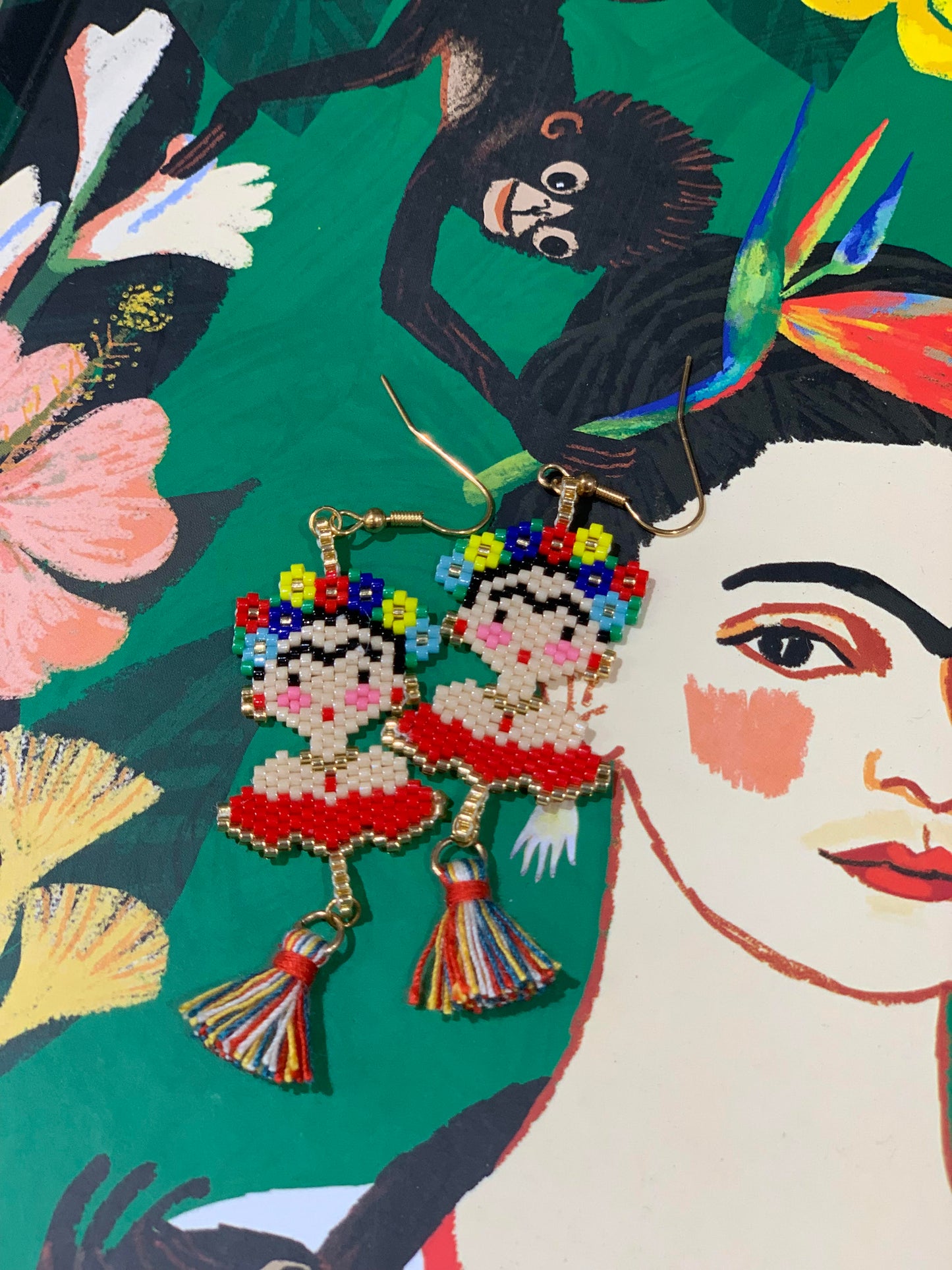 Frida Kahlo Beaded Handmade Earring