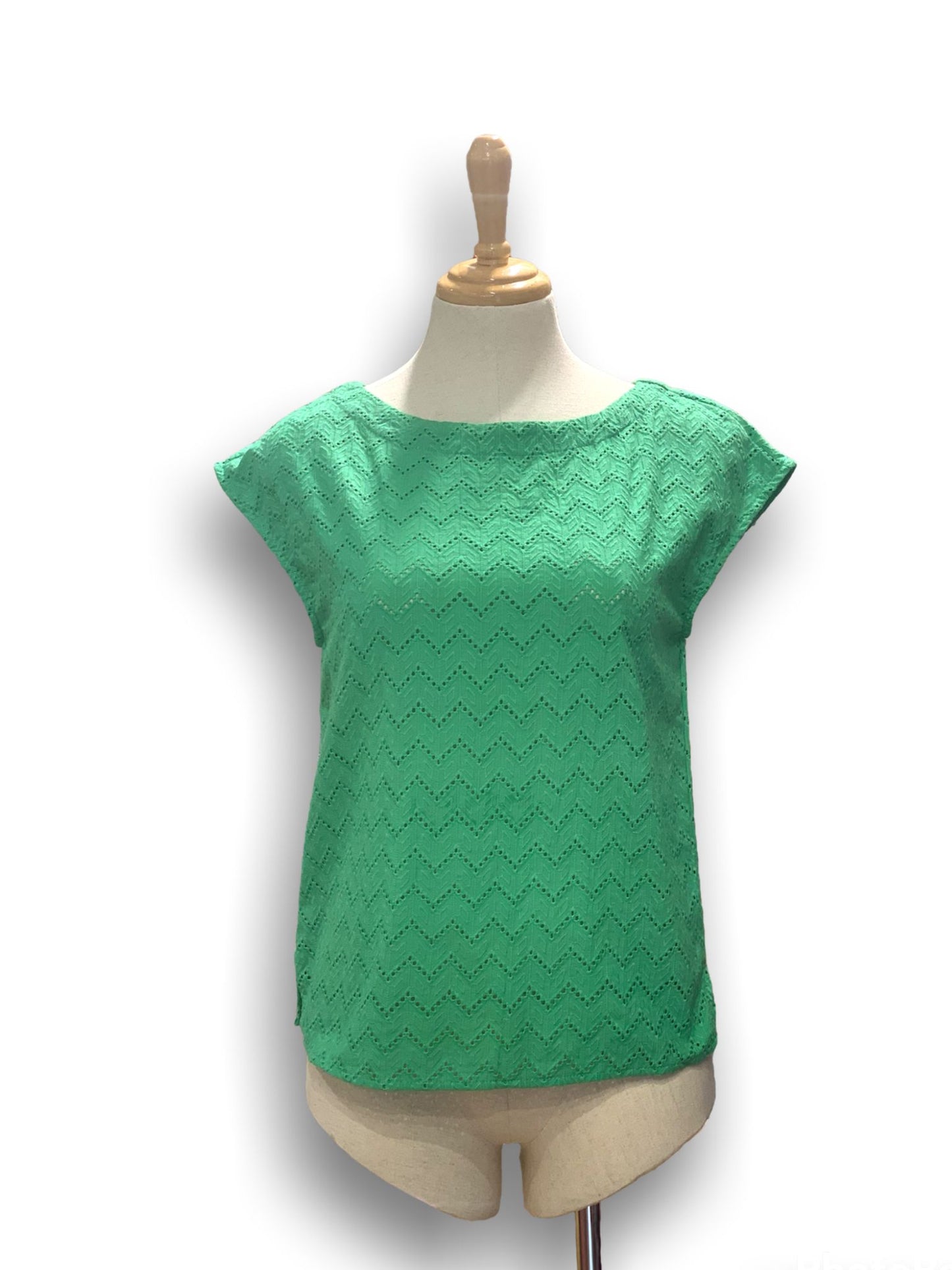 Lindsey Top Zig Zag - Embroidered Green