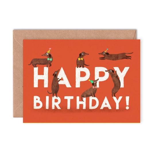 Birthday Sausage Dogs Single Greeting Card