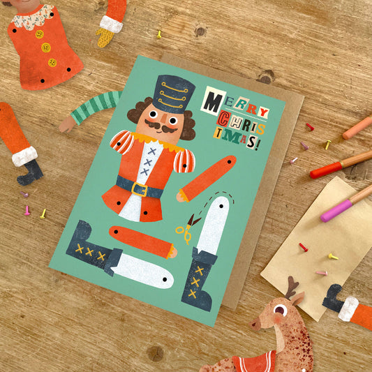 Nutcracker Split Pin Puppet A5 Christmas Card