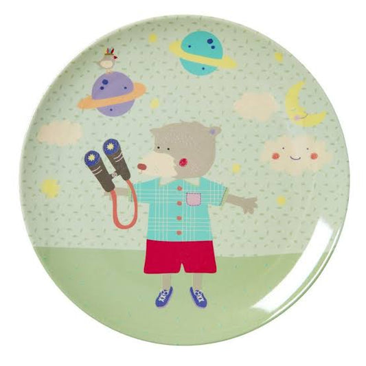 RICE Kids Melamine Plate - Happy Camper