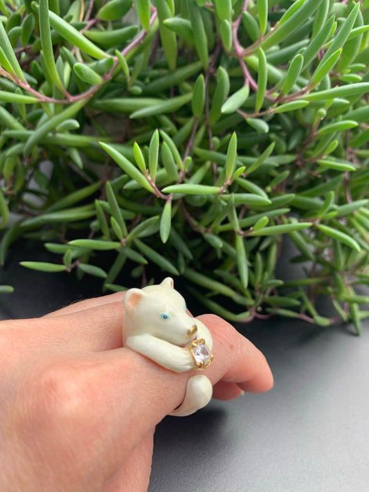 Handmade Polar Bear Bling Bling Ring