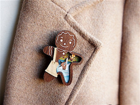 Laliblue Gingerbread Man Brooch by Laliblue