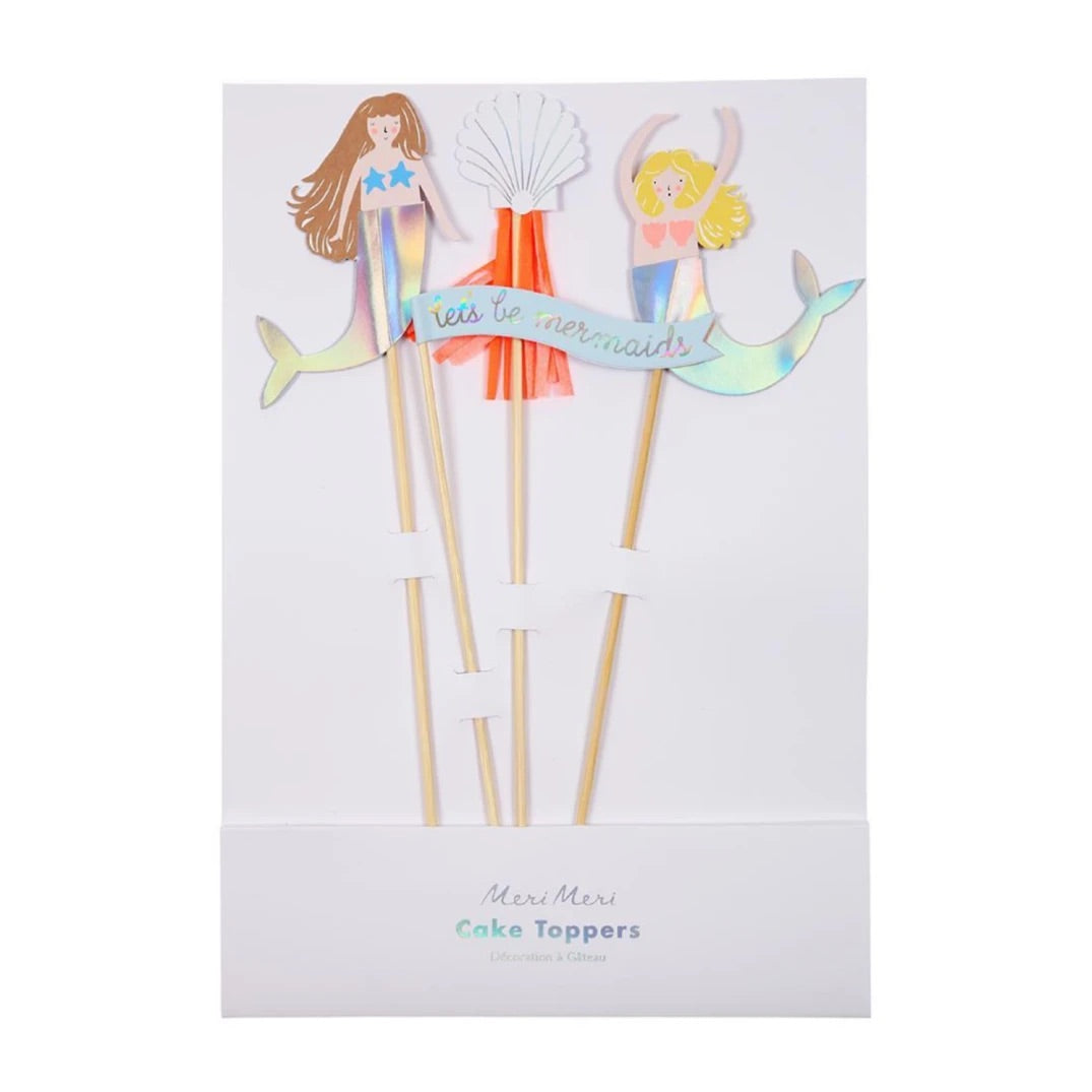 Lets Be Mermaid Party Cake Toppers