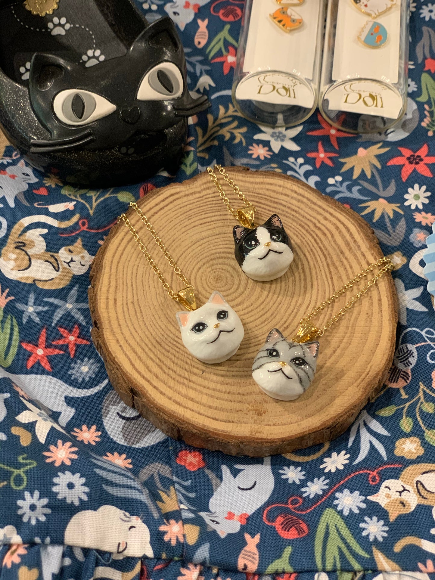 Handmade Cat Studs, Wrap Rings, and Necklaces