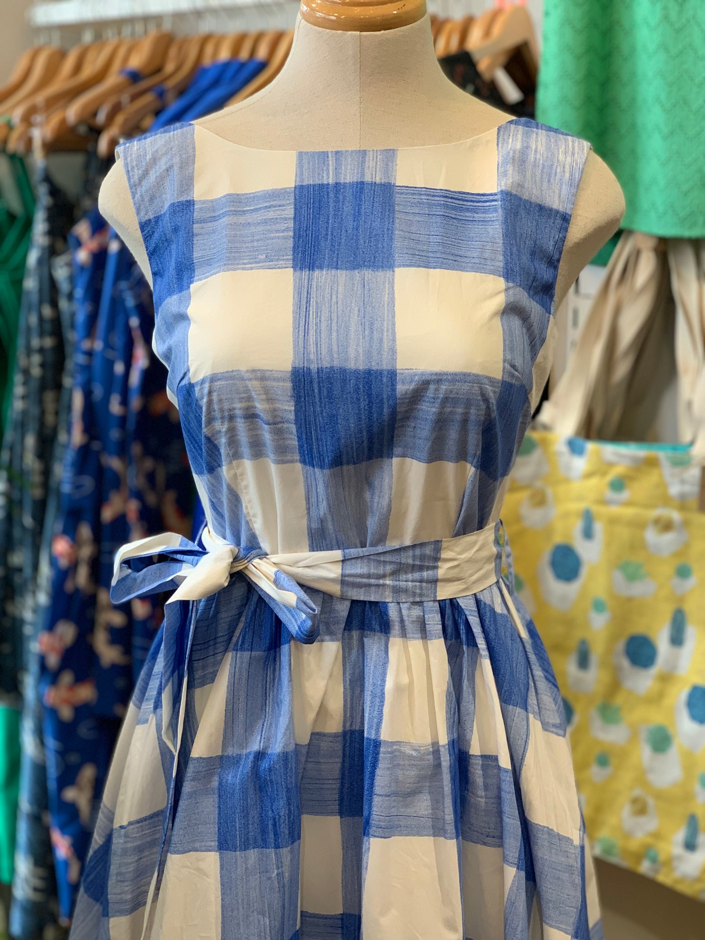Spring Blooming Dress - Blue Plaid