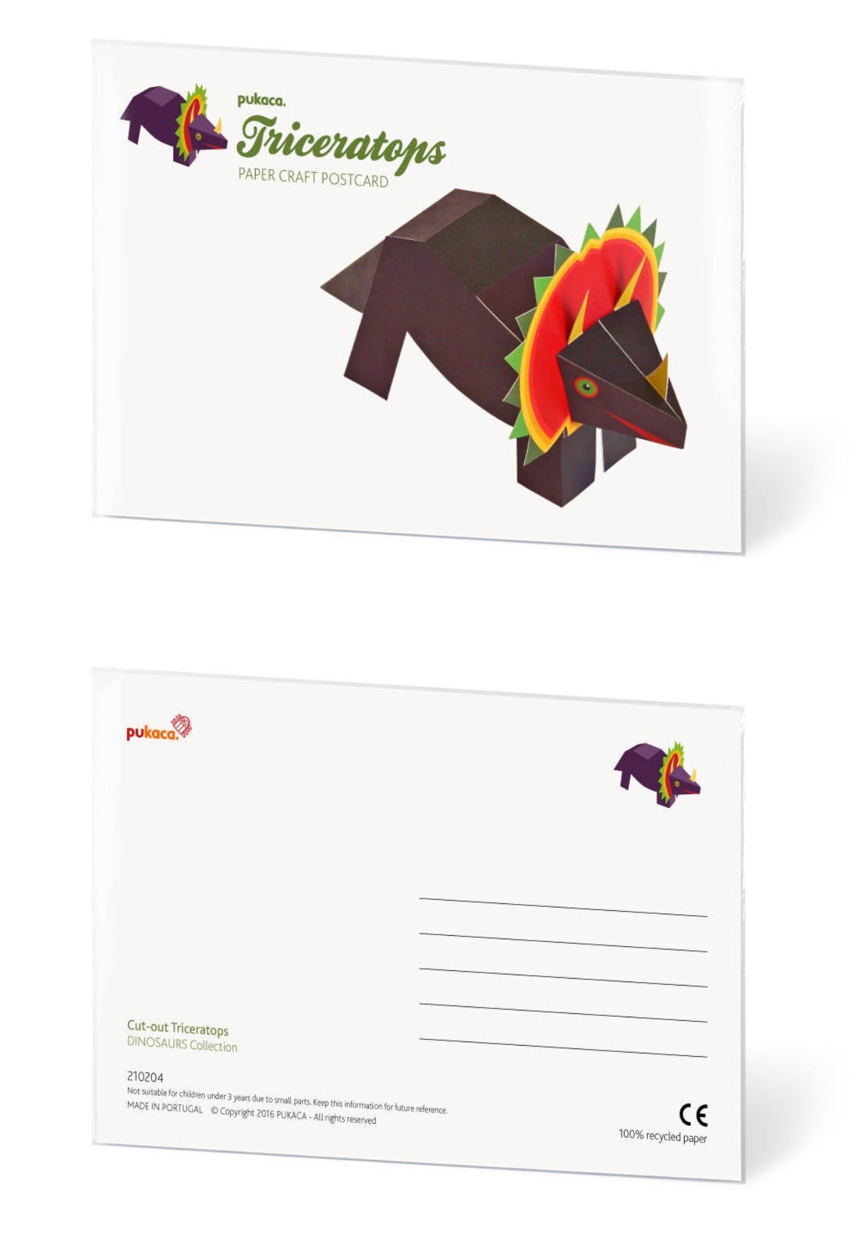Paper craft post card (dinosaurs)